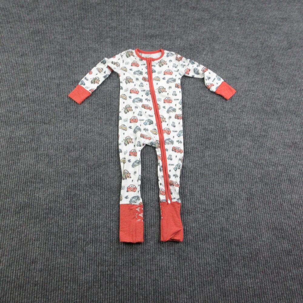Disney Baby Coverall Boys 12-18 Months White Lightning McQueen Cars Zip NWOT